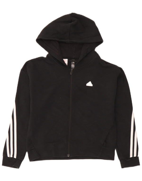 Adidas Boys Zip Hoodie Sweater 11-12 Years Black Cotton