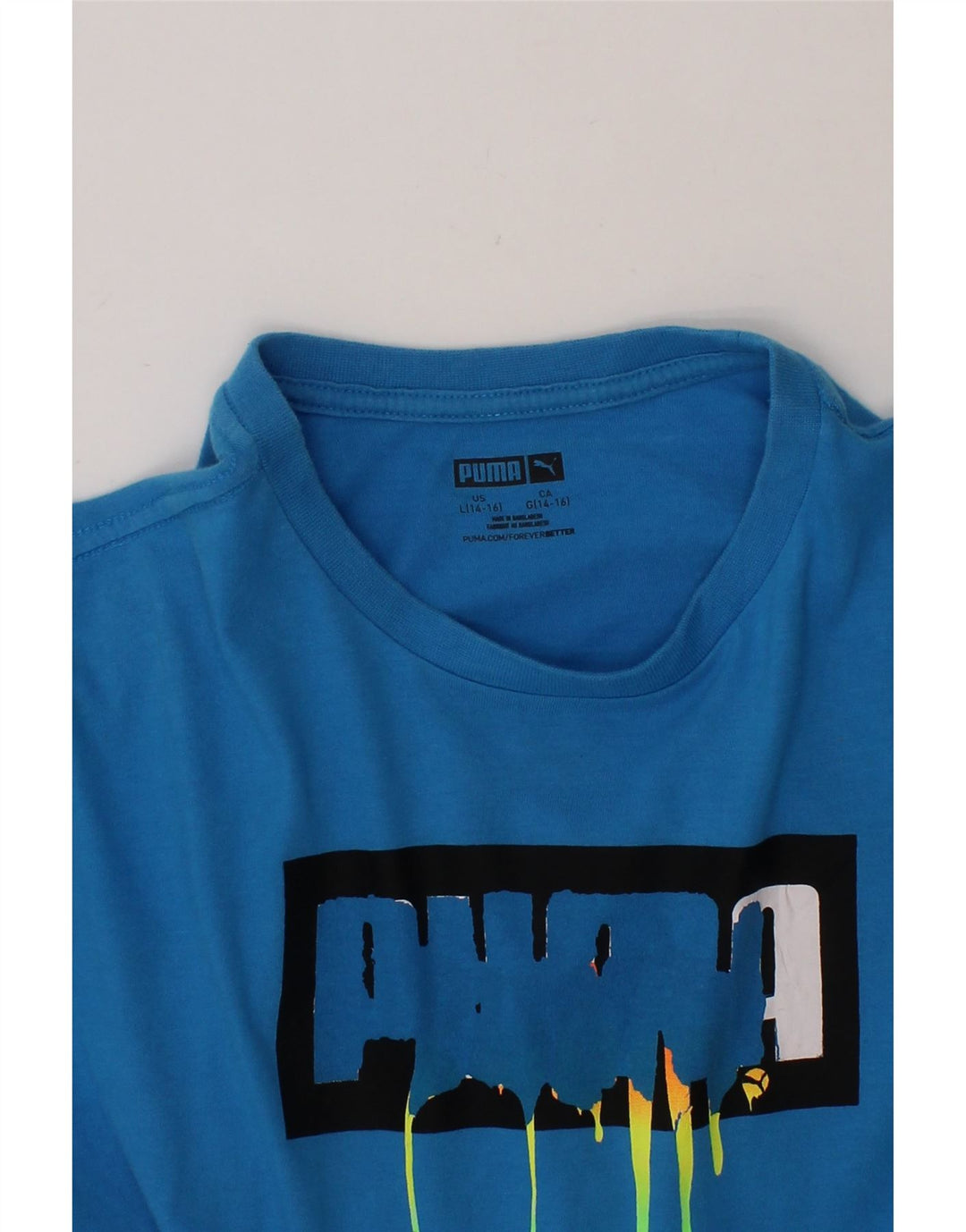 PUMA Boys Graphic T-Shirt Top 14-15 Years Blue Cotton Vintage Puma and Second-Hand Puma from Messina Hembry 