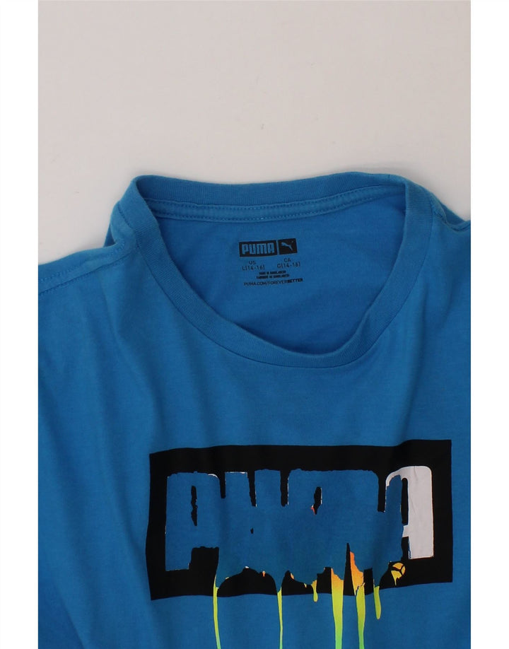 PUMA Boys Graphic T-Shirt Top 14-15 Years Blue Cotton Vintage Puma and Second-Hand Puma from Messina Hembry 