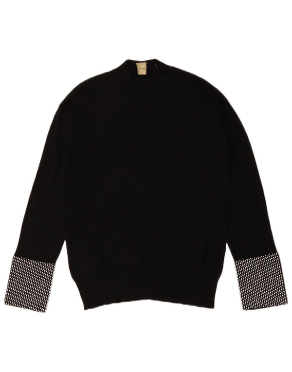 Pinko Womens Turtle Neck Jumper Sweater UK 12 Medium Black Geometric