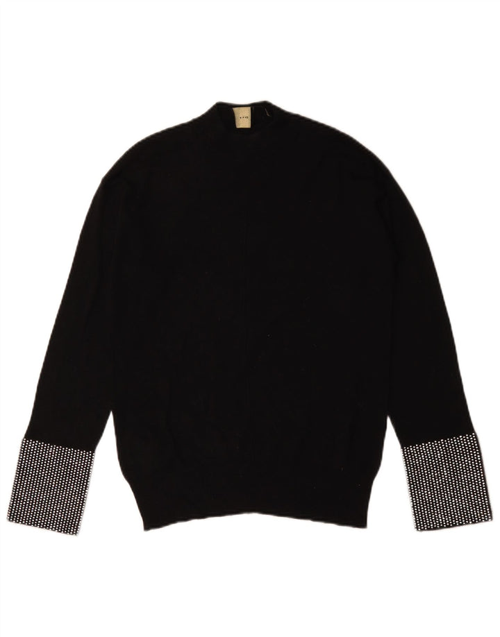 Pinko Womens Turtle Neck Jumper Sweater UK 12 Medium Black Geometric