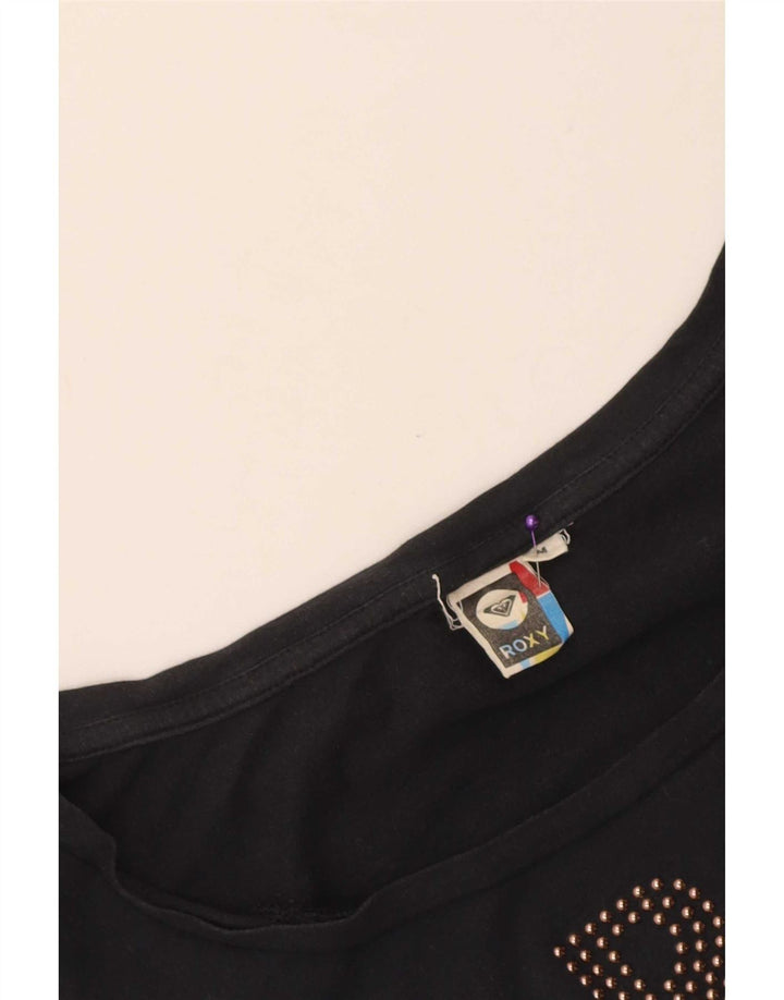 Roxy Womens Graphic T-Shirt Top UK 12 Medium Black
