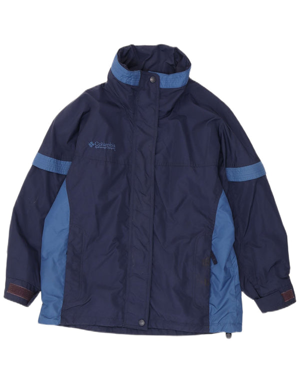 Columbia Womens Oversized Ski Jacket UK 10 Small Navy Blue Colourblock
