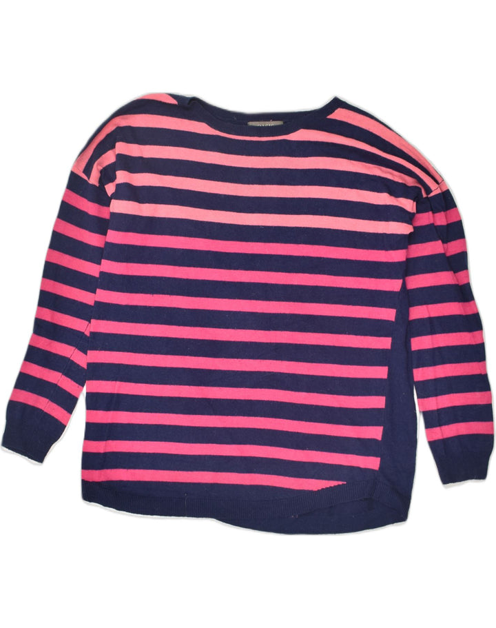 OASIS Womens Crew Neck Jumper Sweater UK 14 Medium Pink Striped Viscose | Vintage Oasis | Thrift | Second-Hand Oasis | Used Clothing | Messina Hembry 