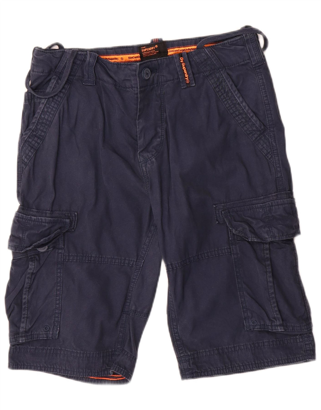Superdry Mens Slim Cargo Shorts W30 Medium Navy Blue Cotton