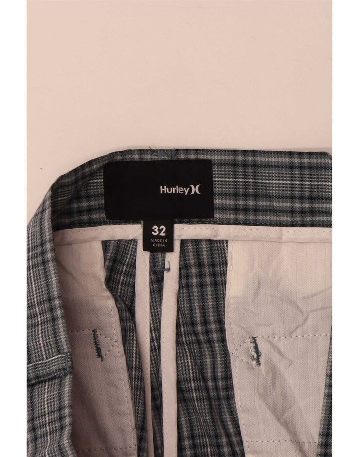 Hurley Mens Chino Shorts W32 Medium  Blue Check Cotton