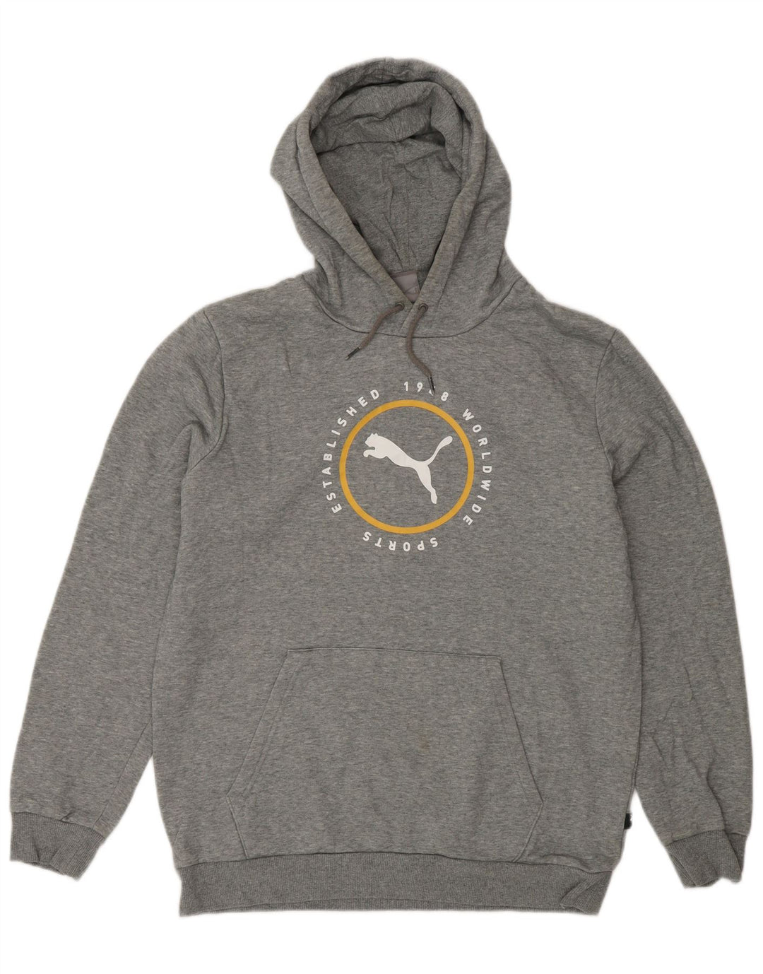 PUMA Mens Graphic Hoodie Jumper Medium Grey Cotton