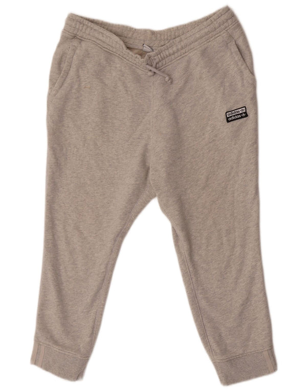 Adidas Womens Capri Tracksuit Trousers Joggers UK 14 Large Grey Cotton