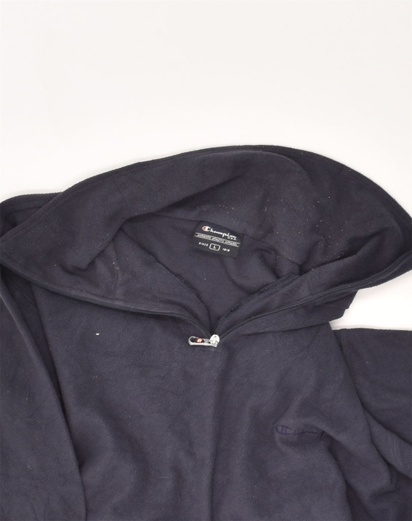 CHAMPION Mens Fleece Zip Neck Jumper Sweater Large Black Polyester | Vintage Champion | Thrift | Second-Hand Champion | Used Clothing | Messina Hembry 