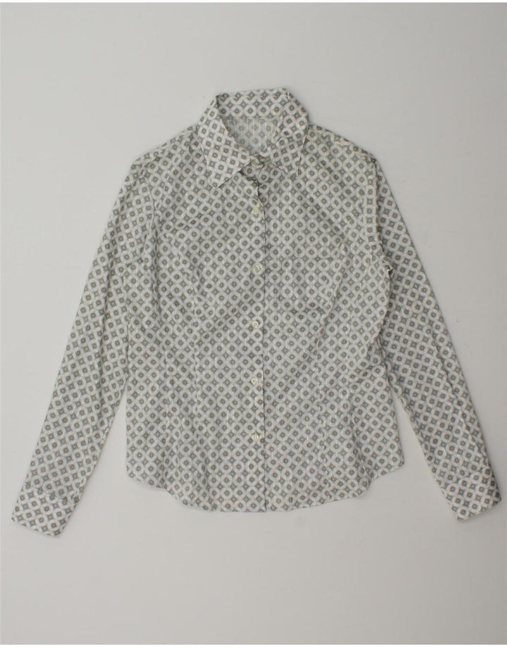VINTAGE Womens Shirt IT 44 Medium Grey Geometric Vintage Vintage and Second-Hand Vintage from Messina Hembry 