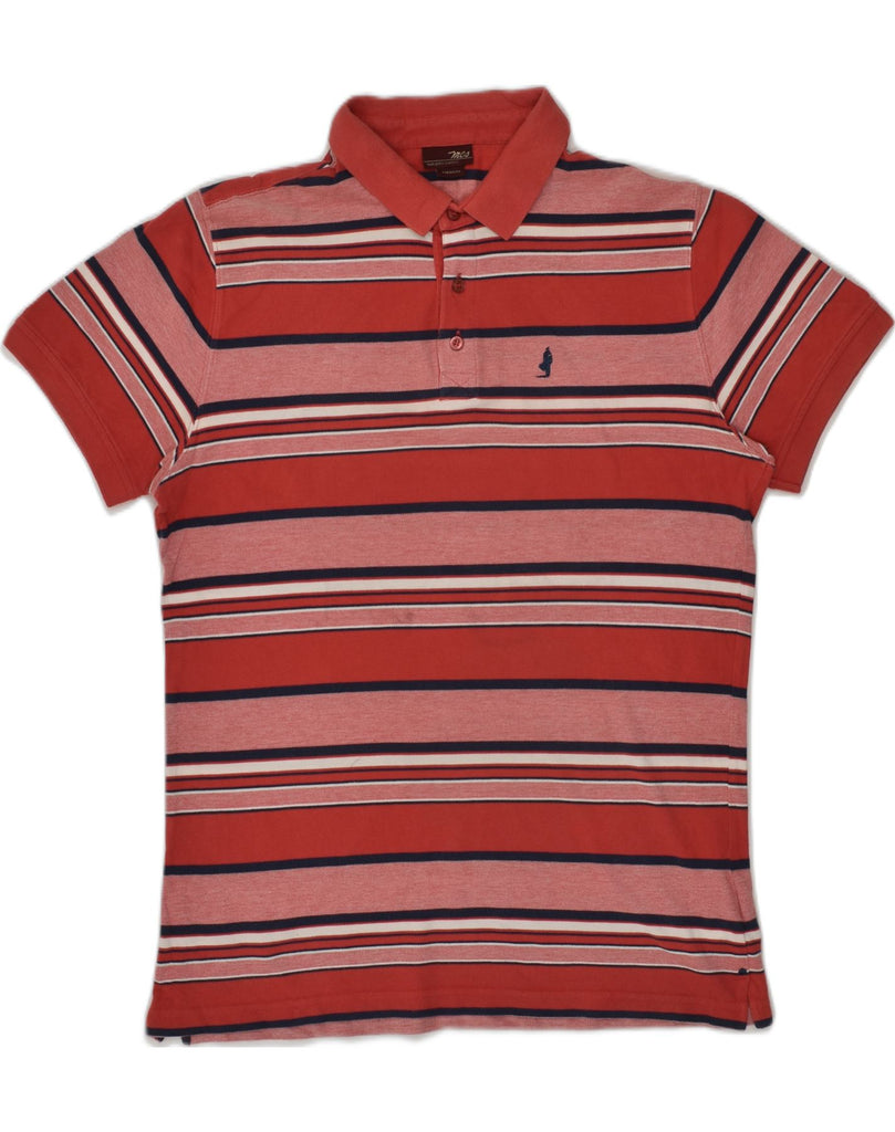 MARLBORO CLASSICS Mens Polo Shirt Medium Red Striped Cotton | Vintage Marlboro Classics | Thrift | Second-Hand Marlboro Classics | Used Clothing | Messina Hembry 