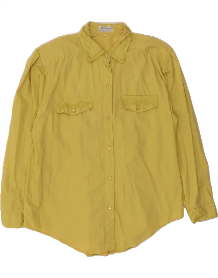 VINTAGE Womens Oversized Shirt UK 16 Large Yellow Cotton Vintage Vintage and Second-Hand Vintage from Messina Hembry 