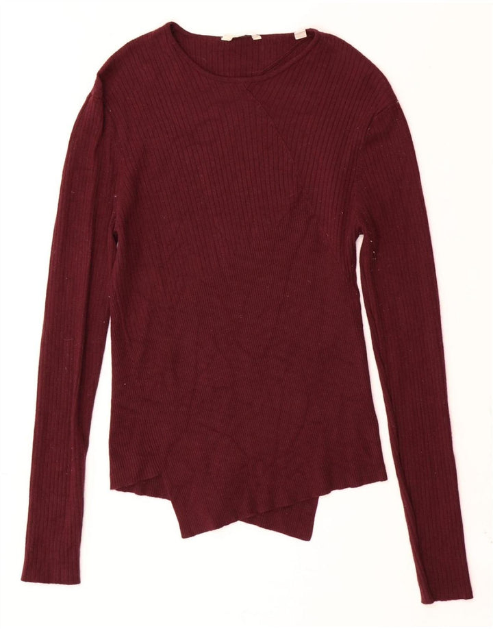 Jack Wills Womens Boat Neck Jumper Sweater UK 10 Small Burgundy Viscose