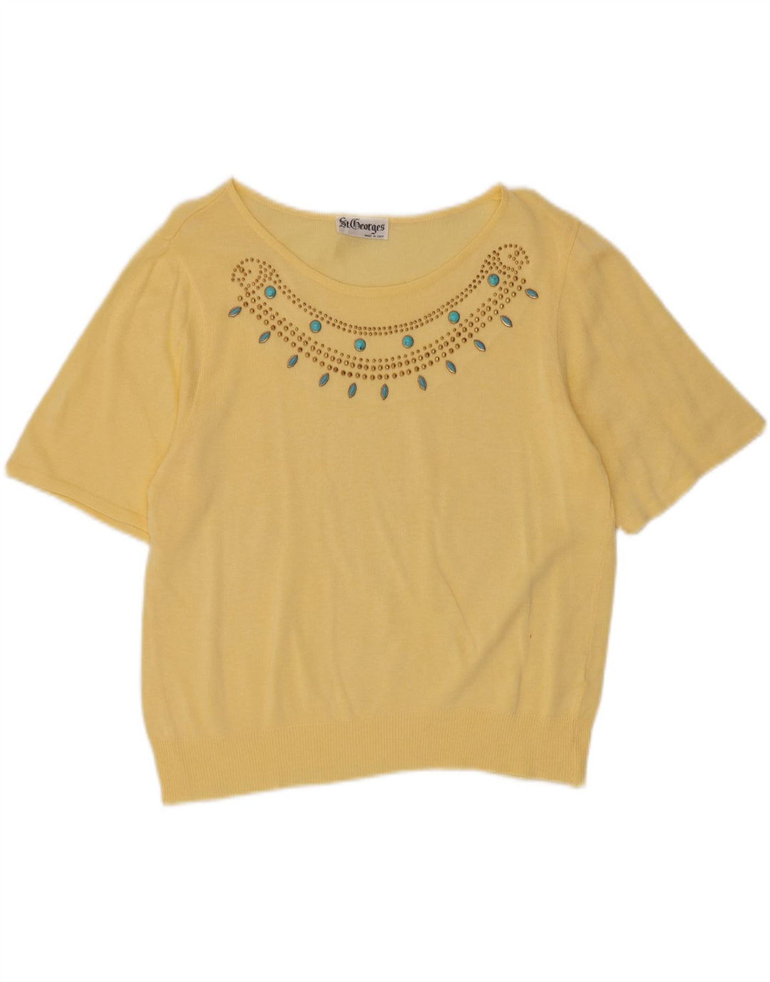 St. Georges Womens Boat Neck Jumper Sweater UK 12 Medium Yellow