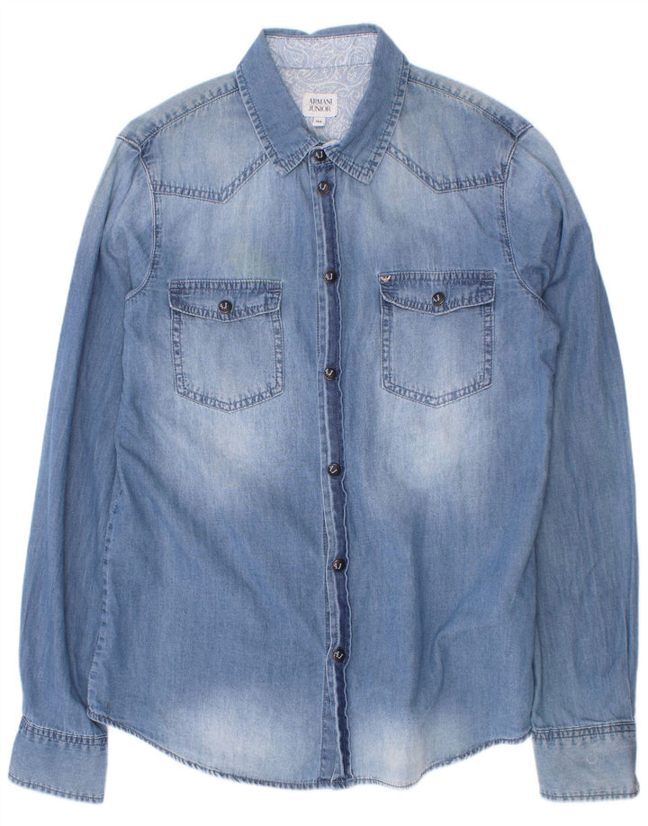 Armani Junior Boys Denim Shirt 13-14 Years Blue Cotton