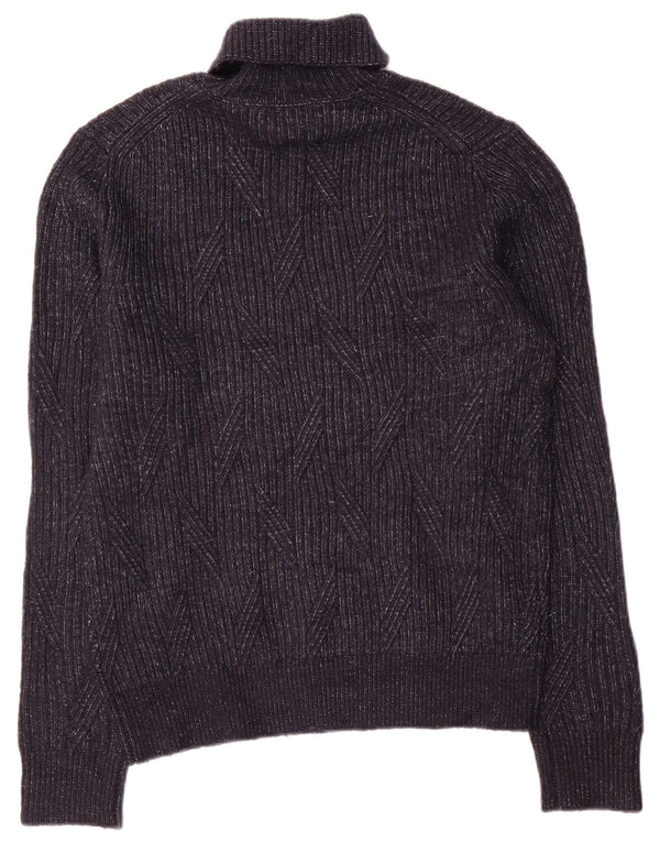 Marks & Spencer Mens Roll Neck Jumper Sweater Large Navy Blue Wool