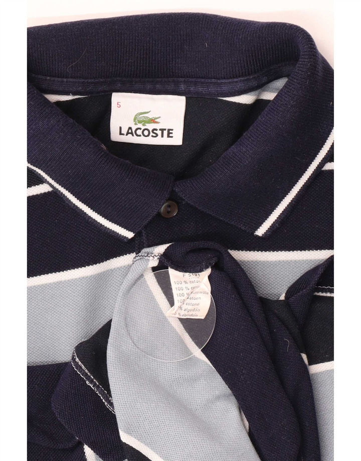 Lacoste Mens Polo Shirt Size 5 Large Navy Blue Striped Cotton