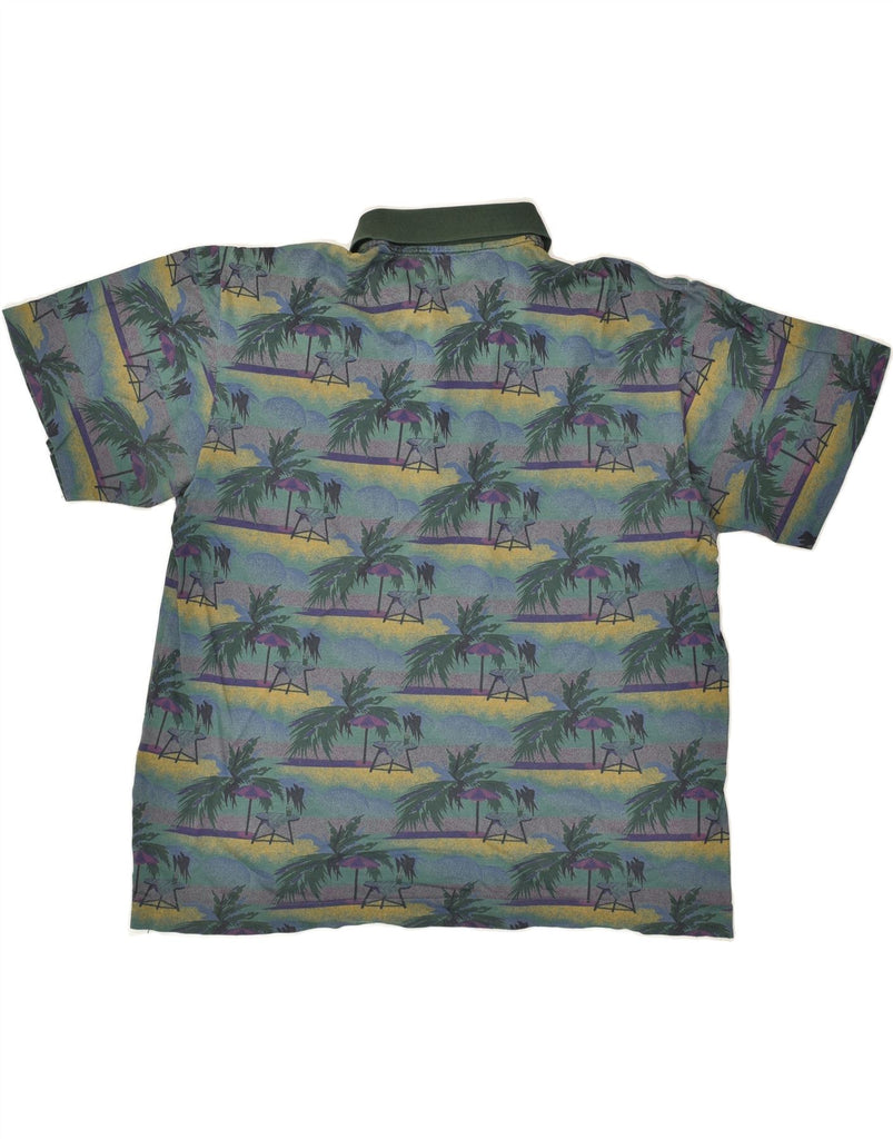 CACHAREL Mens Polo Shirt Medium Green Cotton Hawaiian | Vintage Cacharel | Thrift | Second-Hand Cacharel | Used Clothing | Messina Hembry 