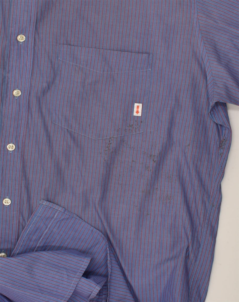 J. CREW Mens Shirt Size 16 Large Blue Striped Cotton | Vintage J. Crew | Thrift | Second-Hand J. Crew | Used Clothing | Messina Hembry 