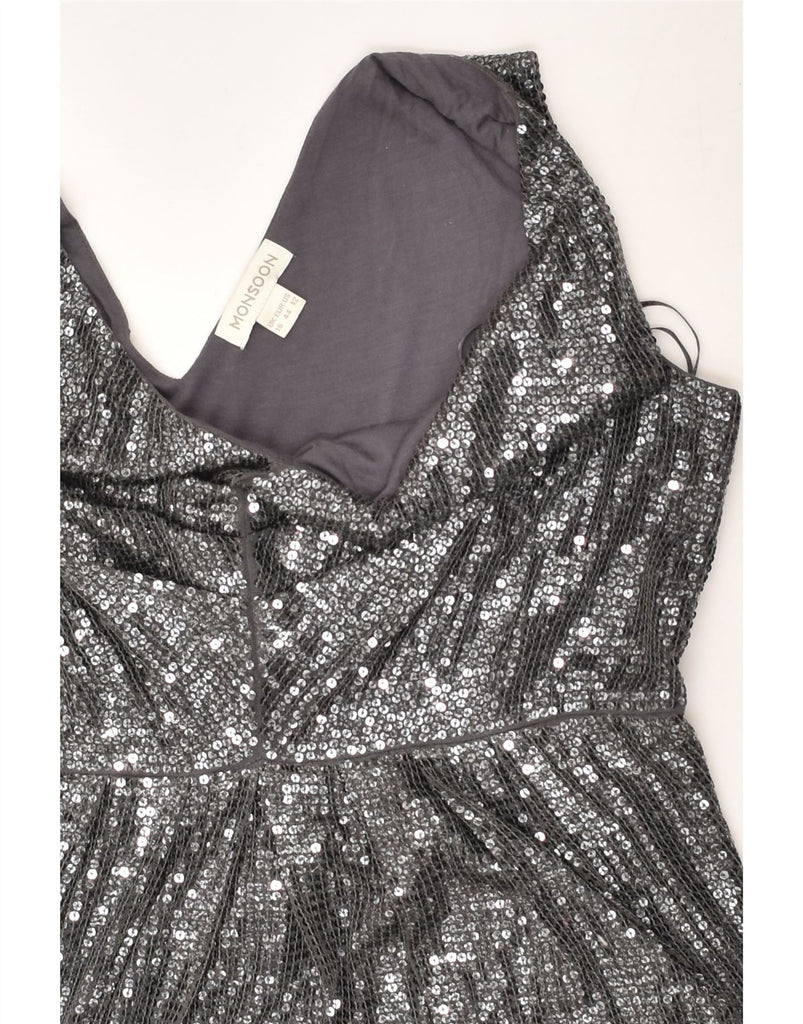 MONSOON Womens Bodycon Dress UK 16 Large Silver Nylon | Vintage Monsoon | Thrift | Second-Hand Monsoon | Used Clothing | Messina Hembry 