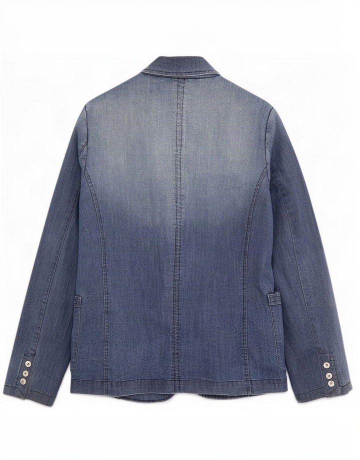 Rifle Mens Distressed Denim Blazer Jacket UK 38 Medium Blue Cotton