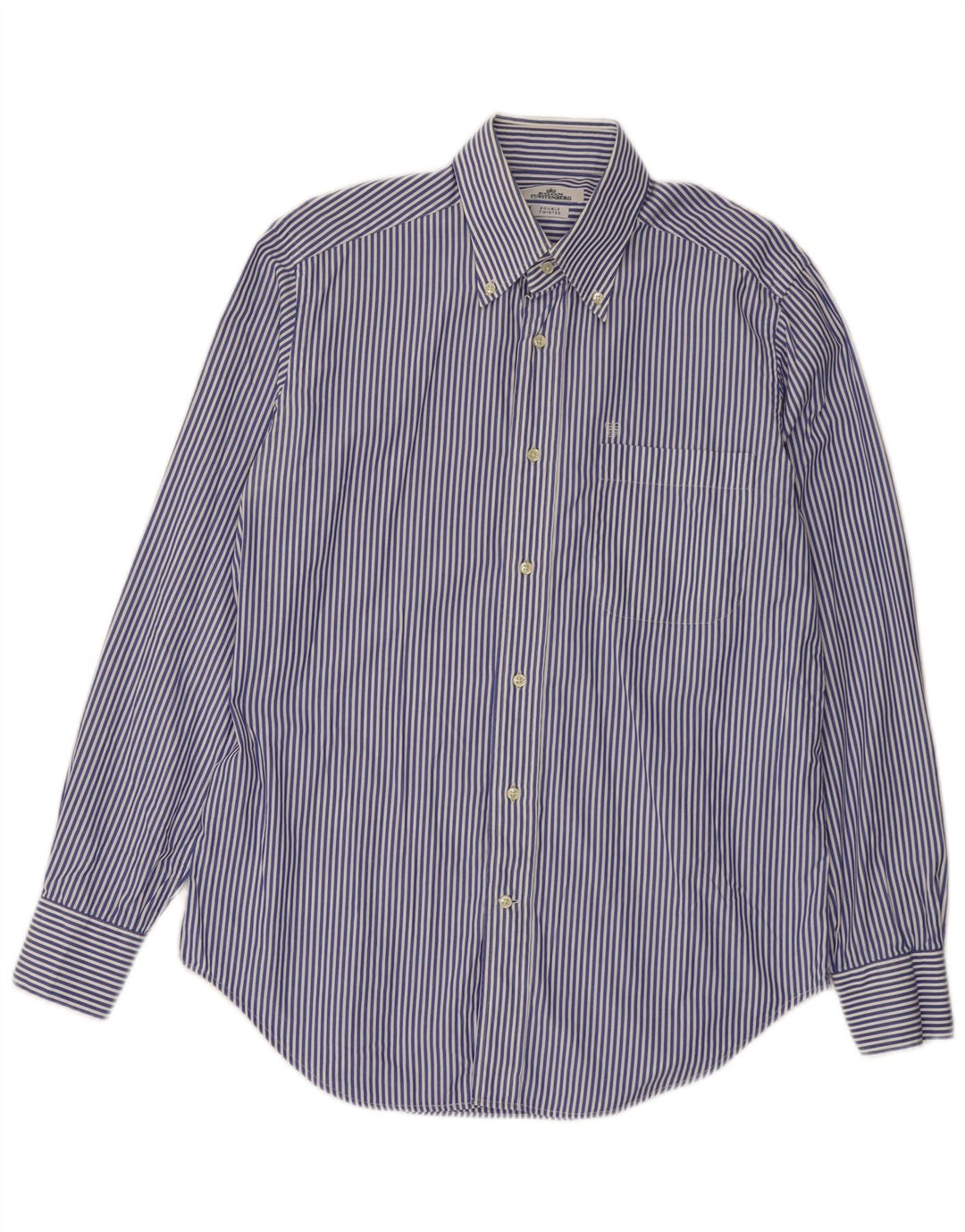Egon Furstenberg Mens Shirt Size 16 41 Large Blue Pinstripe Cotton