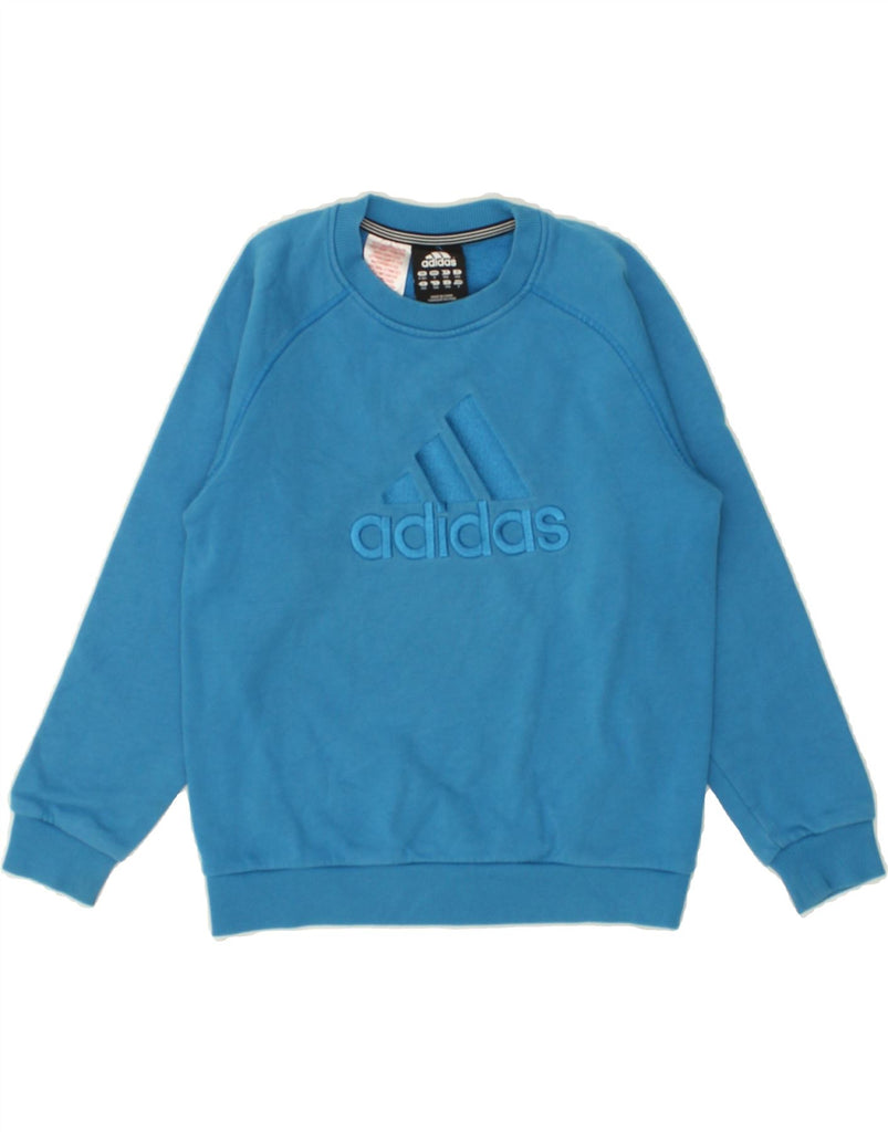 ADIDAS Boys Graphic Sweatshirt Jumper 9-10 Years Blue Cotton | Vintage Adidas | Thrift | Second-Hand Adidas | Used Clothing | Messina Hembry 