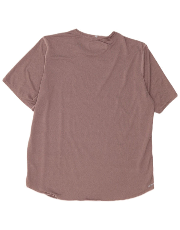 New Balance Mens T-Shirt Top XL Brown Striped Polyester