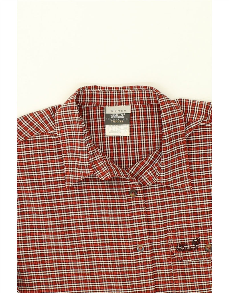 JACK WOLFSKIN Womens Travel Shirt UK 18 XL Red Check Polyester Vintage Jack Wolfskin and Second-Hand Jack Wolfskin from Messina Hembry 