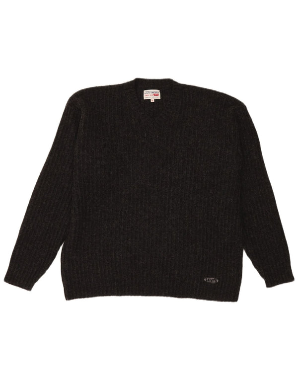 Levi's Mens V-Neck Jumper Sweater Large Black Polyacrylic