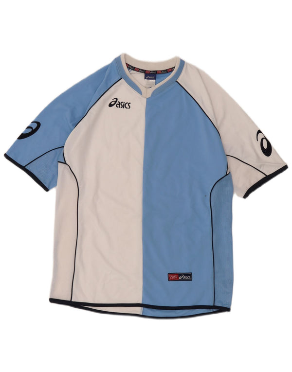 Asics Mens Graphic T-Shirt Top Medium Blue Colourblock Polyester