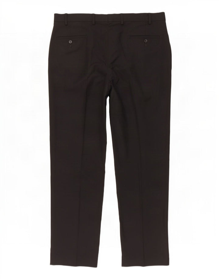 Marks & Spencer Mens Pegged Suit Trousers W38 L31 Black Wool