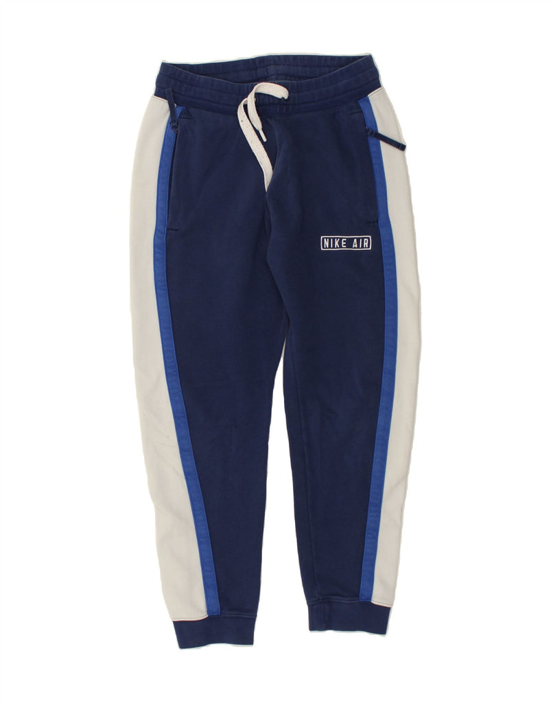 NIKE Mens Tracksuit Trousers Joggers Small Navy Blue Colourblock Cotton | Vintage Nike | Thrift | Second-Hand Nike | Used Clothing | Messina Hembry 