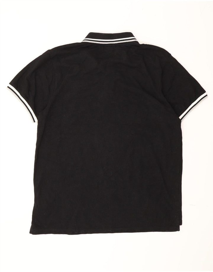 Fila Mens Polo Shirt XL Black Striped Cotton