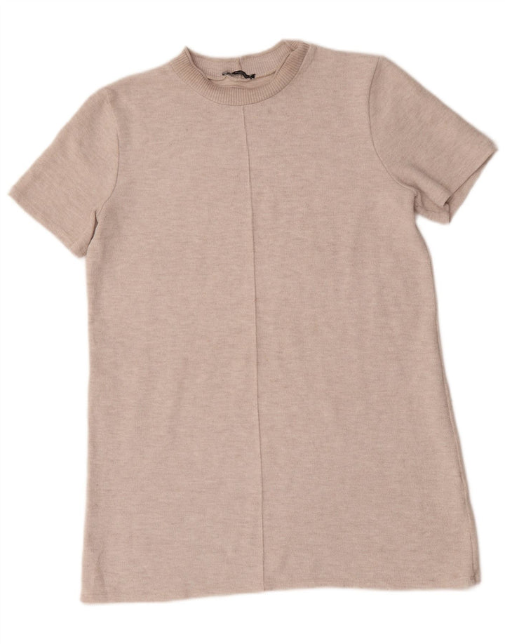 Zara Womens Shift Dress UK 16 Large Beige Cotton