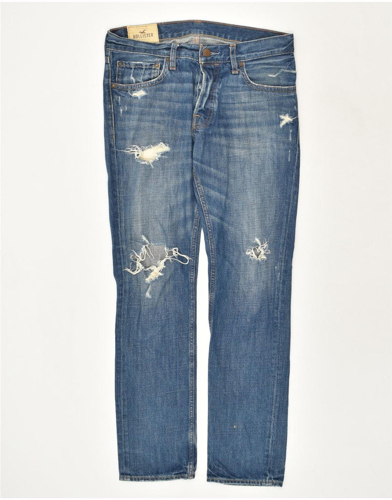 HOLLISTER Mens Distressed Straight Jeans W31 L32  Blue Cotton | Vintage Hollister | Thrift | Second-Hand Hollister | Used Clothing | Messina Hembry 