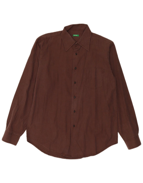 Benetton Mens Shirt Medium Burgundy Cotton