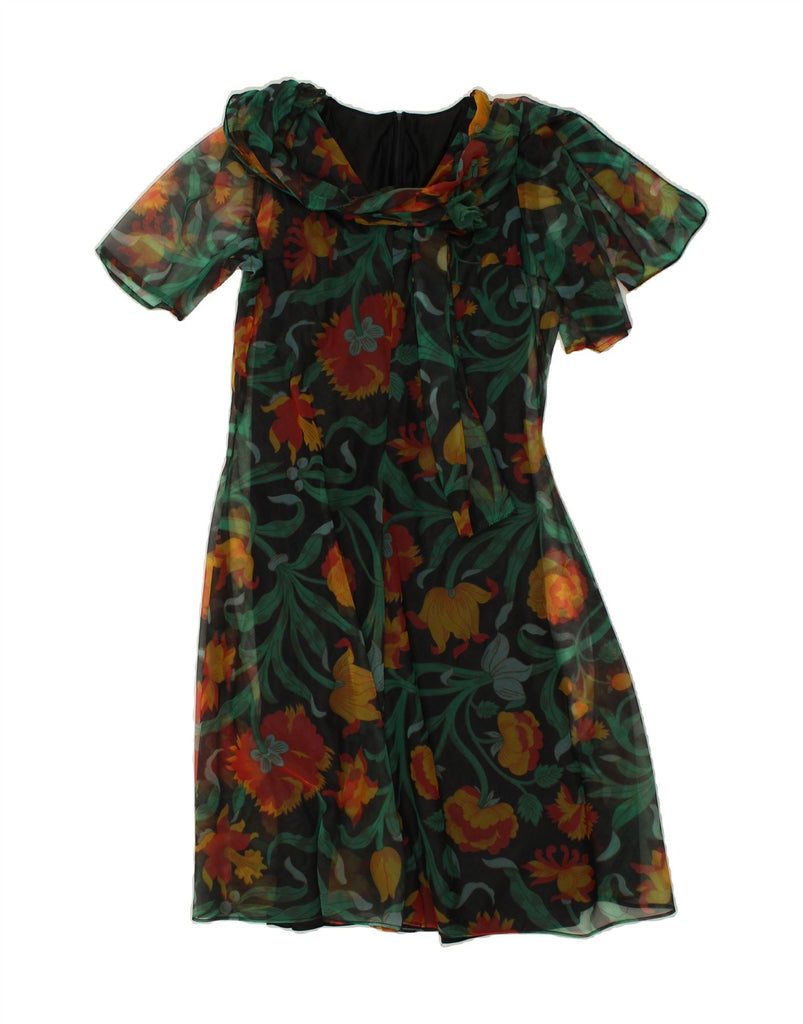 VINTAGE Womens Basic Dress UK 14 Medium Green Floral | Vintage Vintage | Thrift | Second-Hand Vintage | Used Clothing | Messina Hembry 