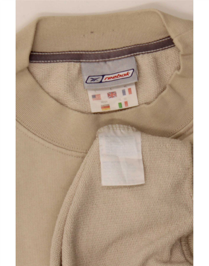 Reebok Mens Sweatshirt Jumper Large Beige Cotton