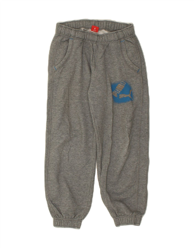 PUMA Boys Graphic Tracksuit Trousers Joggers 9-10 Years Grey Cotton | Vintage Puma | Thrift | Second-Hand Puma | Used Clothing | Messina Hembry 
