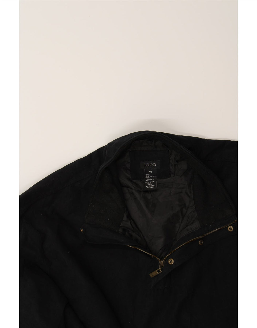 IZOD Mens Pullover Zip Neck Tracksuit Top Jacket 2XL Black Polyester Vintage Izod and Second-Hand Izod from Messina Hembry 