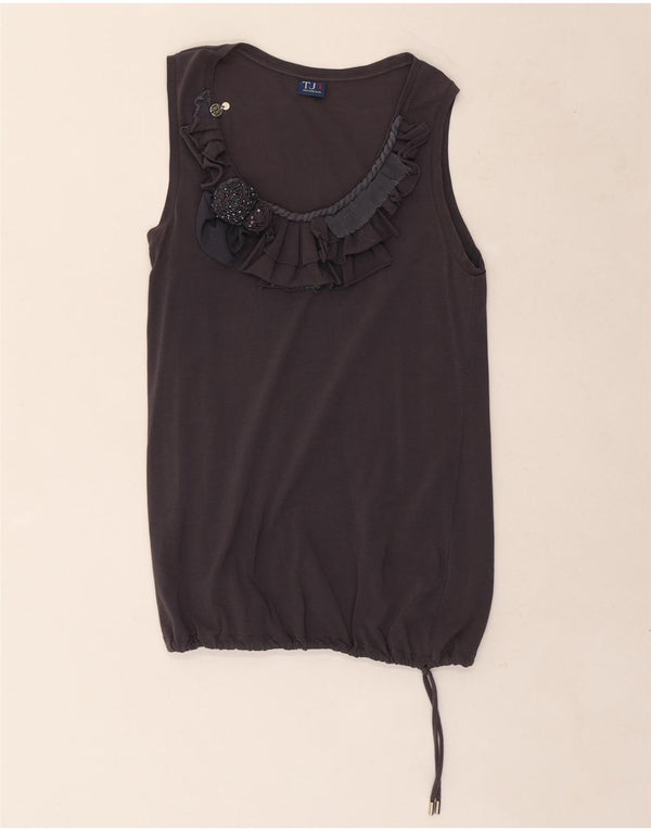 Trussardi Womens Sleeveless Blouse Top UK 10 Small Grey