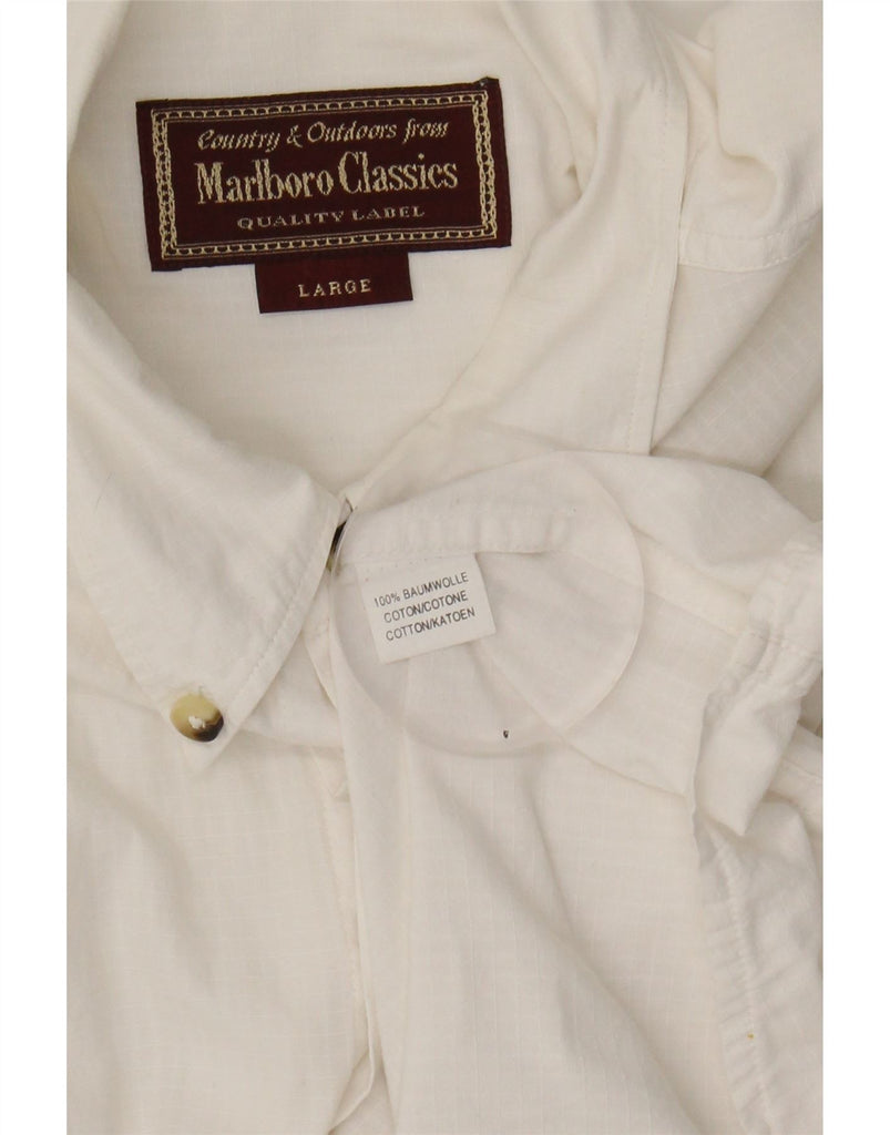 MARLBORO CLASSICS Mens Short Sleeve Shirt Large White Cotton Vintage Marlboro Classics and Second-Hand Marlboro Classics from Messina Hembry 