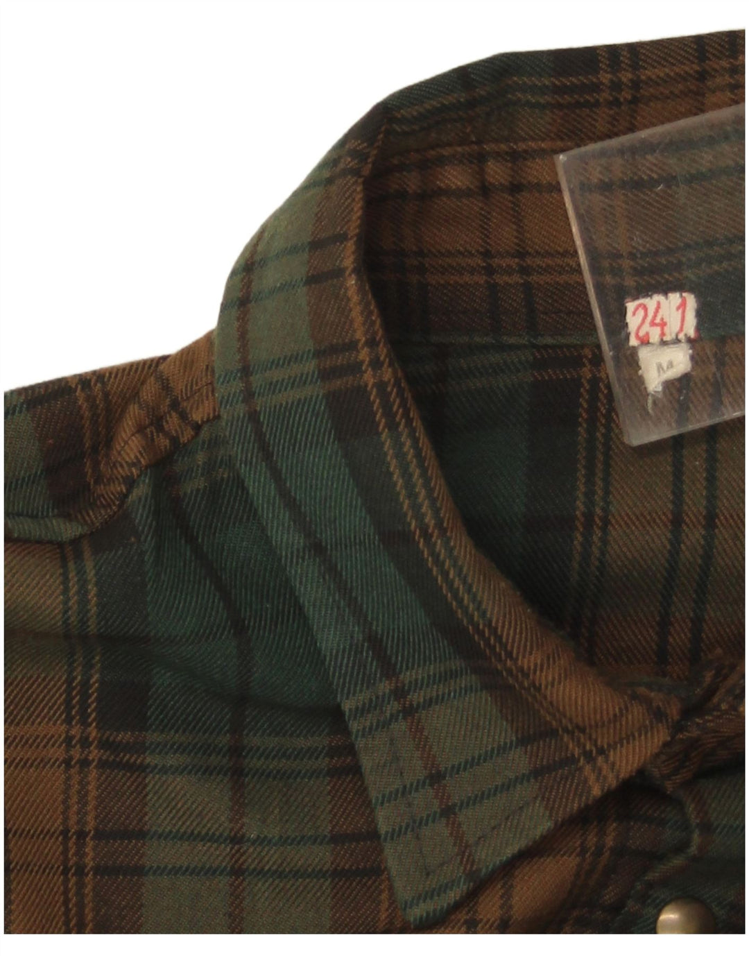 Vintage Mens Flannel Shirt Medium Green Check