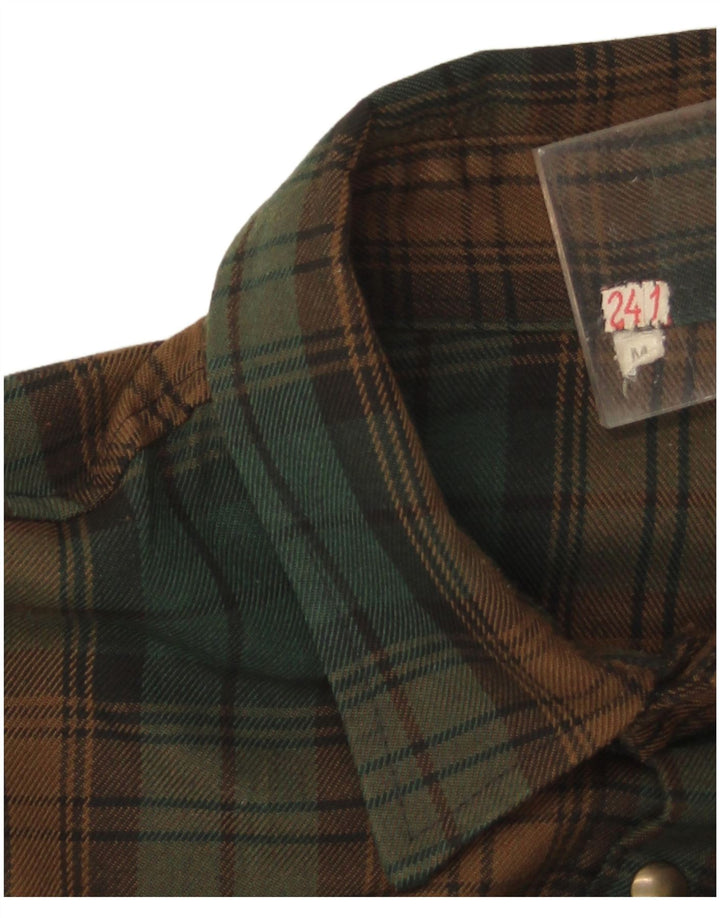 Vintage Mens Flannel Shirt Medium Green Check