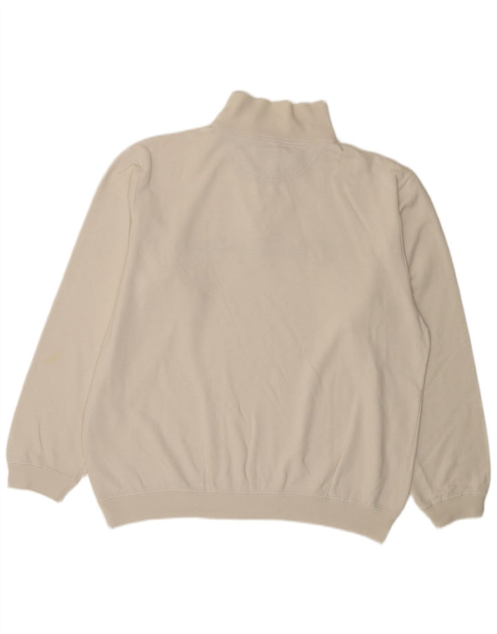 Champion Mens Graphic Zip Neck Sweatshirt Jumper Large White Cotton