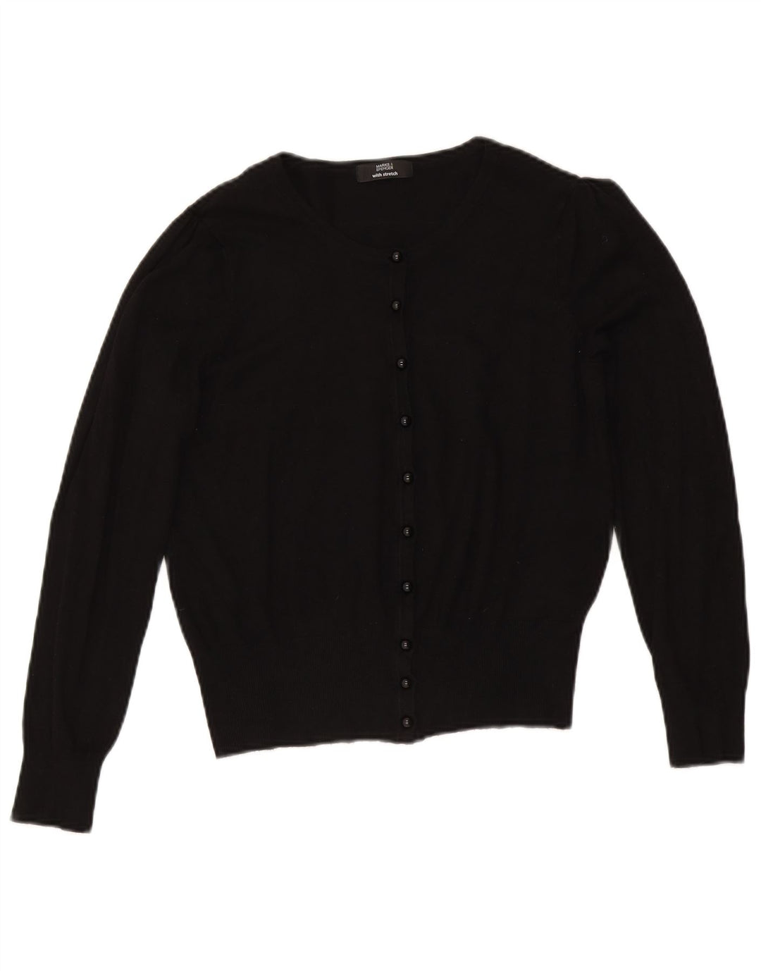 Marks & Spencer Womens Crop Cardigan Sweater UK 14 Medium Black Viscose