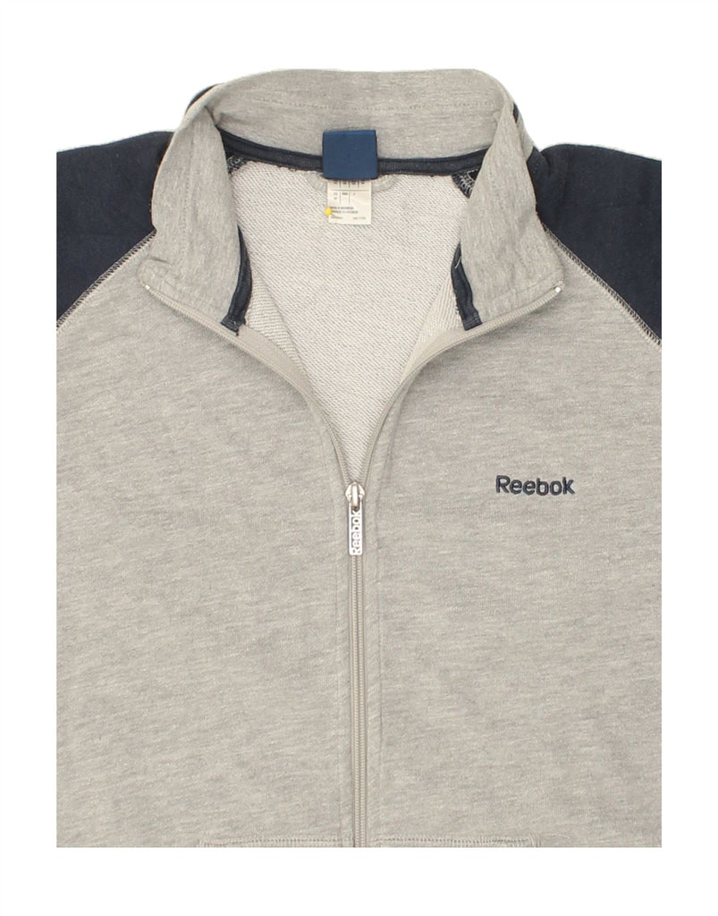 REEBOK Mens Tracksuit Top Jacket Medium Grey Colourblock Cotton Vintage Reebok and Second-Hand Reebok from Messina Hembry 