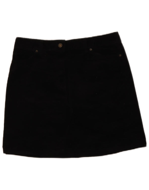 Marks & Spencer Womens Mini Corduroy Skirt UK 12 Medium W30 Black Cotton