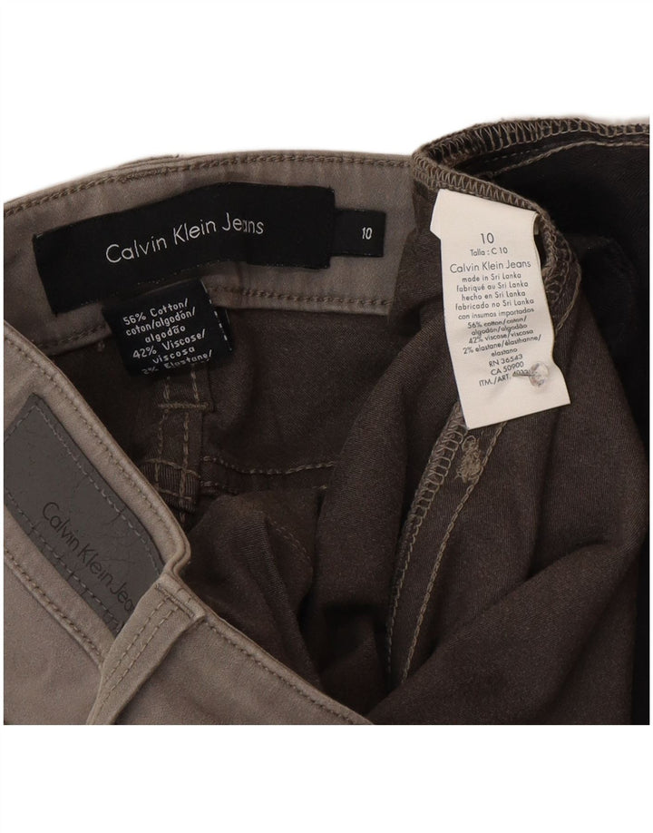 Calvin Klein Womens Slim Casual Trousers US 10 Medium W32 L32 Grey Cotton